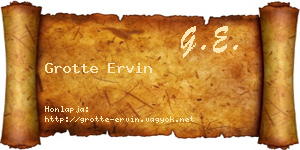 Grotte Ervin névjegykártya